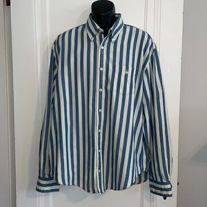 Gant cream & blue vertical striped shirt‎